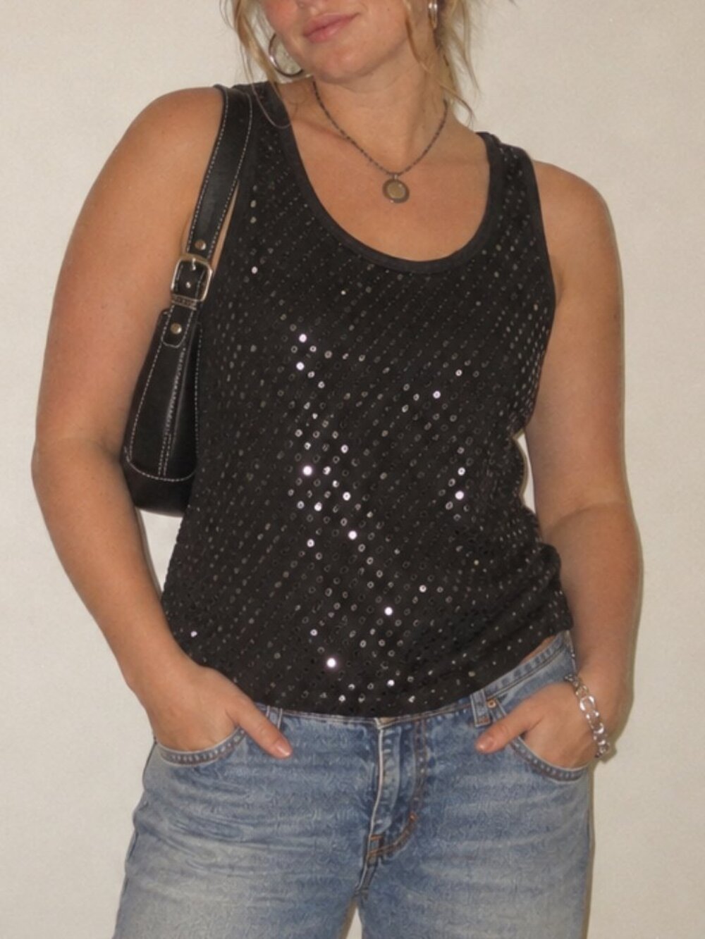 Y2K Le Chateau Sequins Sleeveless Top